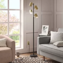 Threshold 36 Dean Spotlight Floor Lamp Black/Brass (Includes LED Light Bulb) - Threshold™