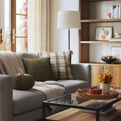 Knit Pumpkin With Jute Stem Novelty Throw Pillow - Threshold™ 3 Knit Pumpkin With Jute Stem Novelty Throw Pillow - Threshold™