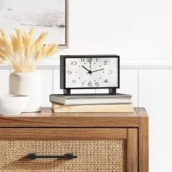 Threshold 12 6" Rectangle Mantel Clock Black - Threshold™